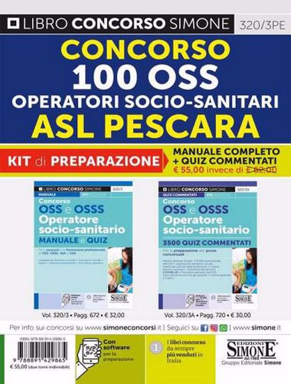 Immagine di Concorso 100 OSS operatori socio-sanitari ASL Pescara. Kit di preparazione. Manuale completo + Quiz commentati. Con software di simulazione