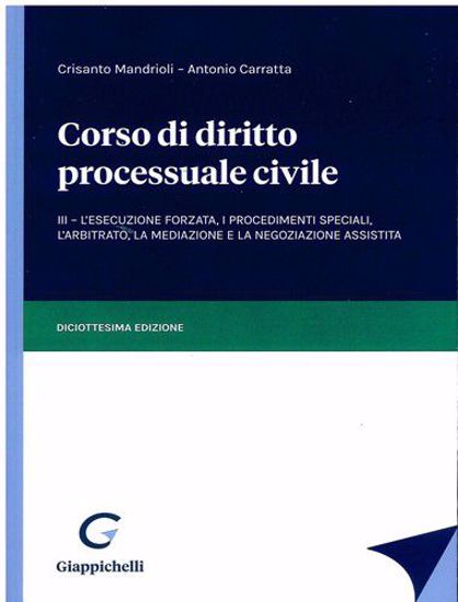 Immagine di Corso di diritto processuale civile - III
L'esecuzione forzata, i procedimenti speciali, l'arbitrato, la mediazione e la negoziazione assistita