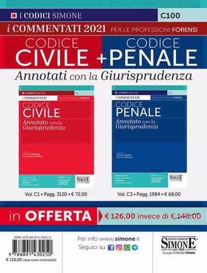 Immagine di Codice Civile (C1) + Codice Penale (C3) – Annotati con la Giurisprudenza 2021