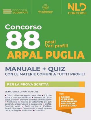 Immagine di Concorso 88 ARPAL Puglia: Manuale + Quiz per 88 posti vari profili. Con software di simulazione