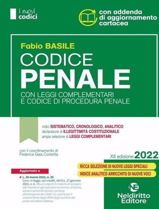 Immagine di Codice penale con leggi complementari e codice di procedura penale 2022