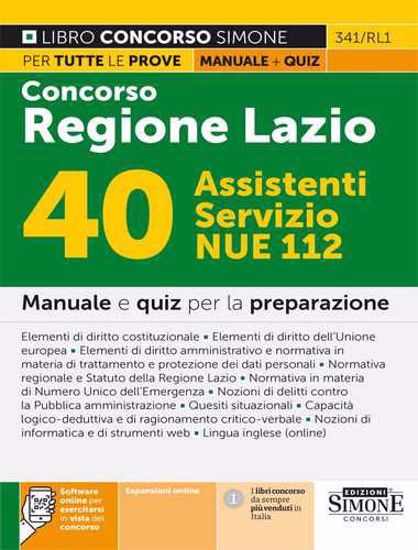Immagine di Concorso Regione Lazio. 40 assistenti Servizio NUE 112. Manuale e quiz per la preparazione. Con espansione online. Con software di simulazione