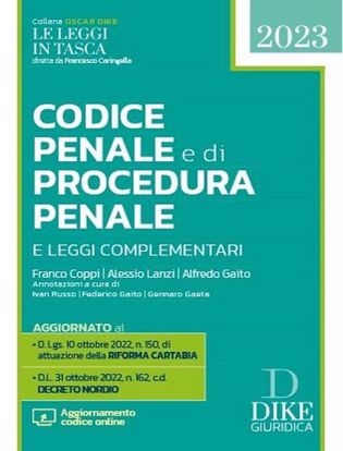 Immagine di Codice Penale e Codice di Procedura Penale e leggi complementari 2023 - POCKET