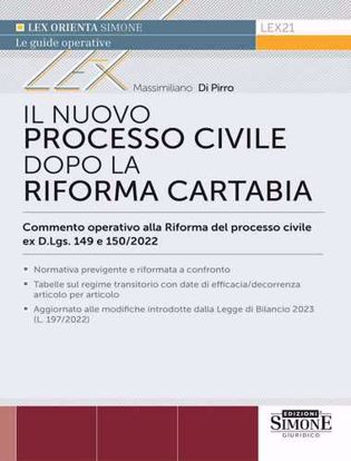 Immagine di Il nuovo processo civile dopo la Riforma Cartabia. Commento operativo alla Riforma del processo civile ex D.L.gs. 149 e 150/2022