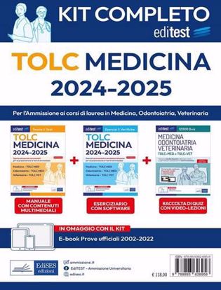 Immagine di TOLC Medicina 2024-2025. Manuale di teoria e test per l'ammissione ai corsi di laurea in medicina, odontoiatria e veterinaria. Kit completo