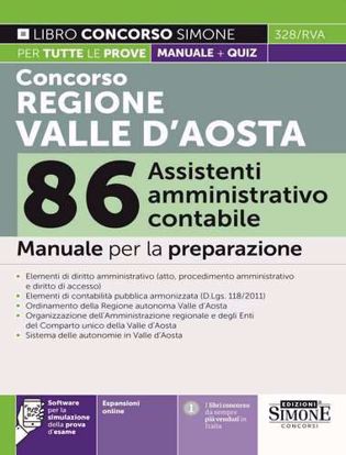 Immagine di Concorso Regione Valle d’Aosta 86 Assistenti amministrativo contabile – Manuale – 328/RVA