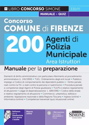 Immagine di Concorso Comune Firenze. 200 Agenti di polizia municipale. Area istruttori. Manuale per la preparazione