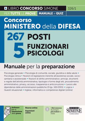 Immagine di Concorso Ministero della Difesa 267 posti 5 funzionari psicologi. Manuale per la preparazione