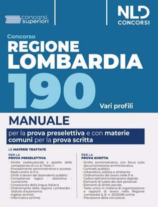 Immagine di Concorso 190 posti Regione Lombardia, area funzionari e dell'elevata qualificazione. Manuale per la prova preselettiva e scritta per le materie comuni